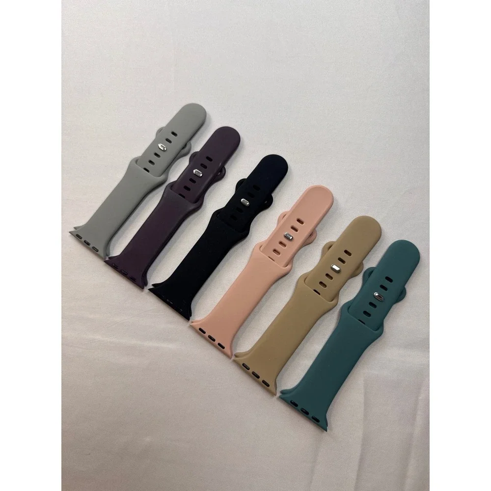 AMSKY 6 Pack Sport Bands for Apple Watch 38-49mm Soft Silicone Waterproof Straps